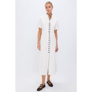 Tuckernuck White Midi Dress with Black Accents